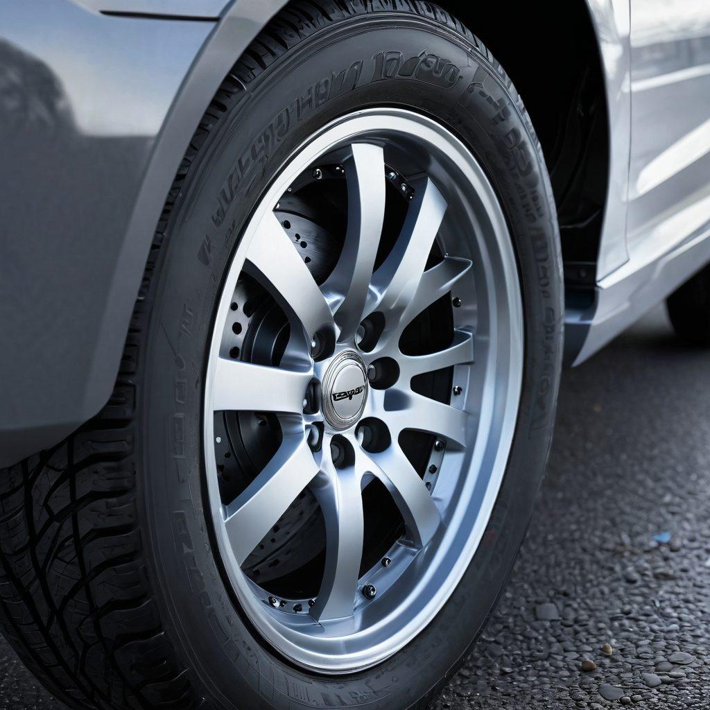 A close-up of a well-maintained car tire on a smooth, asphalt road, surrounded by innovative tire care tools like pressure gauges and tire protectants. Incorporate visual elements symbolizing longevity, such as a tree or infinity symbol subtly integrated into the design. Use bright, engaging colors to attract the viewer's attention. super-realistic. vibrant colors. white background.